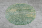 5 ft Round Moroccan Wool Rug – Green Tones