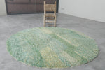 5 ft Round Moroccan Wool Rug – Green Tones