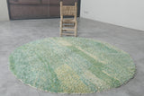 5 ft Round Moroccan Wool Rug – Green Tones