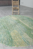 5 ft Round Moroccan Wool Rug – Green Tones