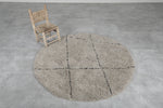 Round Moroccan Wool Rug - 5.1 ft Grey with Diamond Pattern