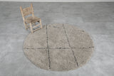 Round Moroccan Wool Rug - 5.1 ft Grey with Diamond Pattern