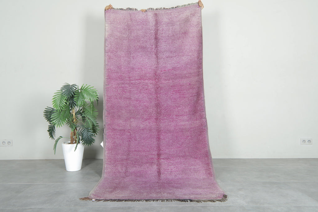 Minimalist purple beni ourain Moroccan rug - 3.8 ft x 8.1 ft - Handwoven wool rug