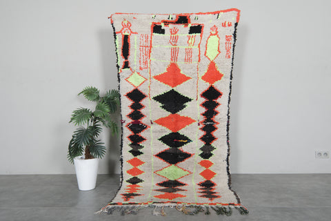 Colorful Moroccan Wool Rug 3.7 X 8.1 FT Berber Rug