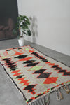 Colorful Moroccan Wool Rug 3.7 X 8.1 FT Berber Rug