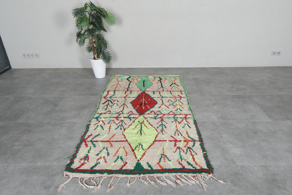 Vibrant Moroccan Wool Rug 3.6 X 6.7 ft Azilal Rug