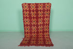 Bold Red Moroccan Rug - Handwoven Berber Carpet with Geometric Pattern 2.7 X 5.6 Feet