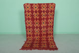 Bold Red Moroccan Rug - Handwoven Berber Carpet with Geometric Pattern 2.7 X 5.6 Feet