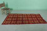 Bold Red Moroccan Rug - Handwoven Berber Carpet with Geometric Pattern 2.7 X 5.6 Feet