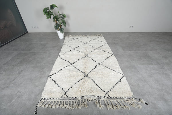 Handmade Beni Ourain Rug 4.6 X 8.3 FT All Wool Rug