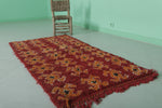 Bold Red Moroccan Rug - Handwoven Berber Carpet with Geometric Pattern 2.7 X 5.6 Feet
