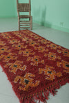 Bold Red Moroccan Rug - Handwoven Berber Carpet with Geometric Pattern 2.7 X 5.6 Feet
