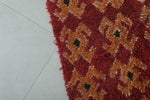 Bold Red Moroccan Rug - Handwoven Berber Carpet with Geometric Pattern 2.7 X 5.6 Feet