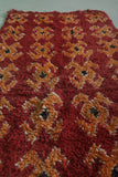Bold Red Moroccan Rug - Handwoven Berber Carpet with Geometric Pattern 2.7 X 5.6 Feet