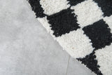 Round Black and White Checkered Moroccan Wool Rug - 5 ft