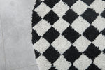 Round Black and White Checkered Moroccan Wool Rug - 5 ft