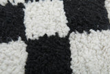 Round Black and White Checkered Moroccan Wool Rug - 5 ft