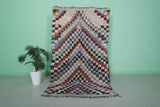 Vibrant Moroccan Berber Rug - Multi-Color Checkered Design 4.3 X 7.4 Feet