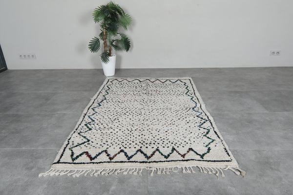 Handmade wool rug 4.1 X 6.3 FT Moroccan rug