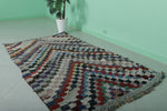 Vibrant Moroccan Berber Rug - Multi-Color Checkered Design 4.3 X 7.4 Feet