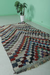 Vibrant Moroccan Berber Rug - Multi-Color Checkered Design 4.3 X 7.4 Feet