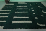 Unique Moroccan Wool Rug - Modern Green Stripe Design | 8.7 x 11.6 ft