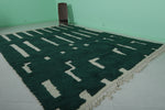 Unique Moroccan Wool Rug - Modern Green Stripe Design | 8.7 x 11.6 ft