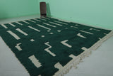 Unique Moroccan Wool Rug - Modern Green Stripe Design | 8.7 x 11.6 ft