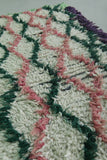 Vintage Moroccan Runner Rug – 2.3 x 5.6 FT | Pink and Green Diamond Pattern with Purple Border