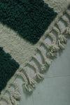 Unique Moroccan Wool Rug - Modern Green Stripe Design | 8.7 x 11.6 ft