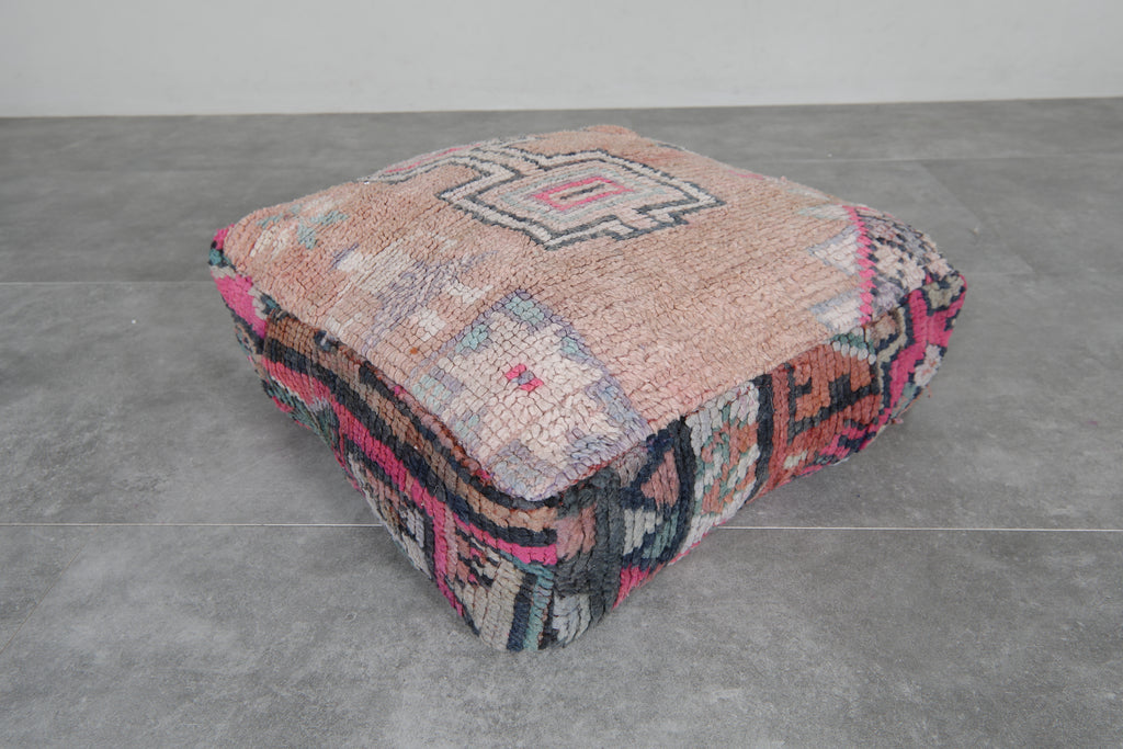 Handmade Moroccan pouf - Vintage berber rug ottoman