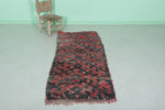 Bold Moroccan Berber Rug - 2.5 x 5.7 ft | Handwoven Red and Gray Shaggy Carpet