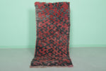 Bold Moroccan Berber Rug - 2.5 x 5.7 ft | Handwoven Red and Gray Shaggy Carpet