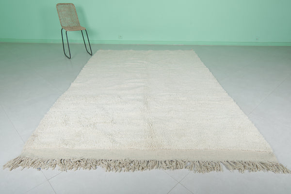 6.3 X 9.6 FT Moroccan wool rug - Minimalist natural ivory