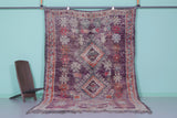 Vintage Moroccan Rug 6.3 x 10.2 Ft Handwoven Floral Pattern | Boho Home Decor