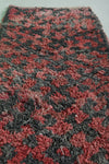 Bold Moroccan Berber Rug - 2.5 x 5.7 ft | Handwoven Red and Gray Shaggy Carpet