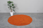 Custom Handmade Round Rug in Vibrant Orange Wool