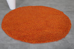 Custom Handmade Round Rug in Vibrant Orange Wool