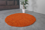 Custom Handmade Round Rug in Vibrant Orange Wool