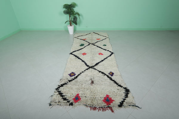 Moroccan vintage rug – 3.7 x 10.3 FT | Handwoven diamond pattern