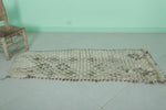 Neutral Moroccan Berber Rug 2 X 5.3 Feet - Subtle Checkerboard Pattern