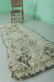 Neutral Moroccan Berber Rug 2 X 5.3 Feet - Subtle Checkerboard Pattern