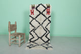 Small Moroccan Berber Rug - 2 x 5.2 ft | Black & White with Colorful Accents