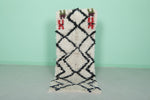 Small Moroccan Berber Rug - 2 x 5.2 ft | Black & White with Colorful Accents