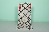 Small Moroccan Berber Rug - 2 x 5.2 ft | Black & White with Colorful Accents