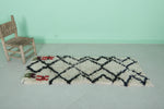 Small Moroccan Berber Rug - 2 x 5.2 ft | Black & White with Colorful Accents