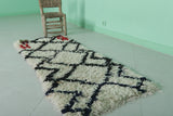 Small Moroccan Berber Rug - 2 x 5.2 ft | Black & White with Colorful Accents