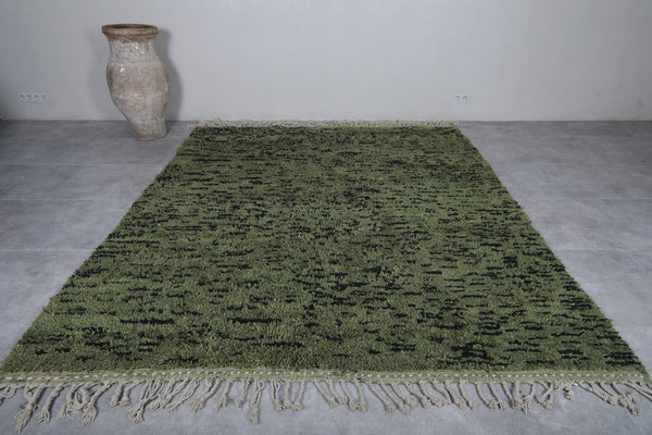 Custom green wool moroccan rug