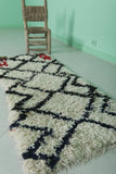 Small Moroccan Berber Rug - 2 x 5.2 ft | Black & White with Colorful Accents