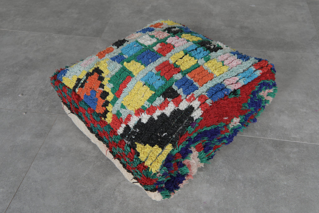 Moroccan vintage ottoman pouf | Handwoven traditional accent